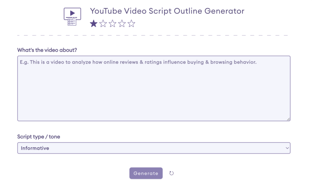YouTube Video Script Outline Generator