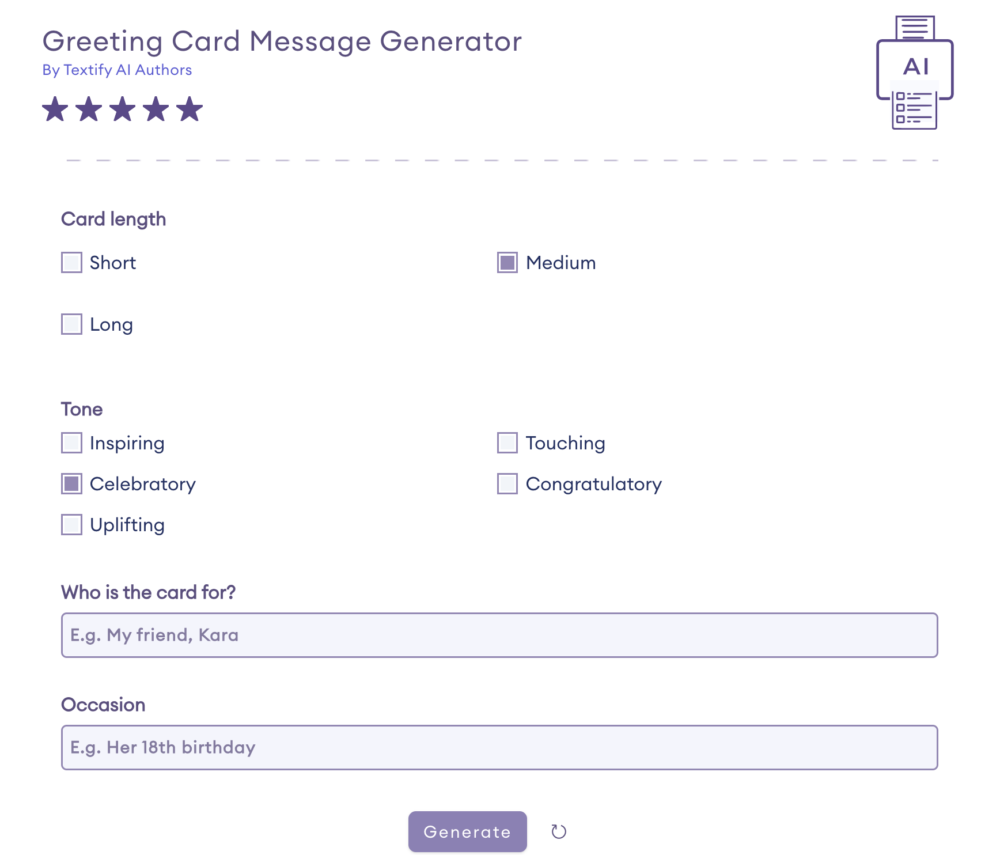 Greeting Card Message Generator