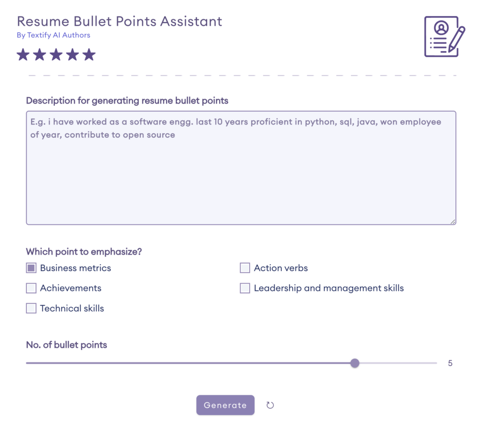 Resume Bullet Points Assistant