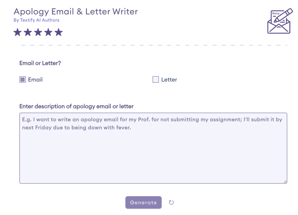 Apology Email & Letter Writer