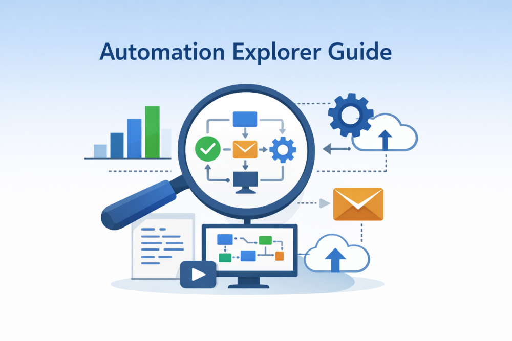 Automation Explorer visual showing workflow automation, integrations, and process orchestration