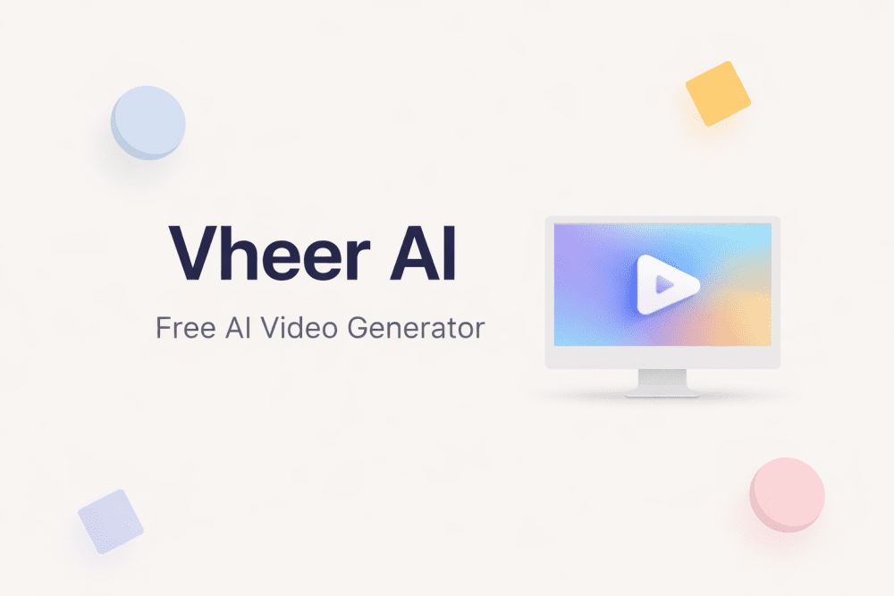 Vheer AI free video generator minimal cover design with modern interface illustration