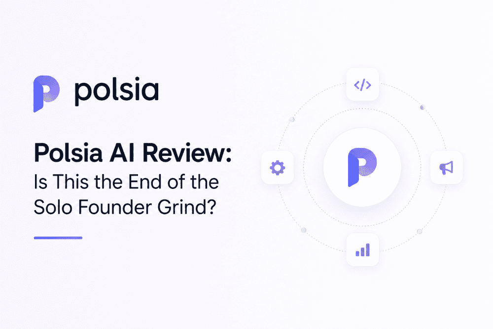 Polsia AI dashboard concept with autonomous agent workflow and minimalist startup automation design