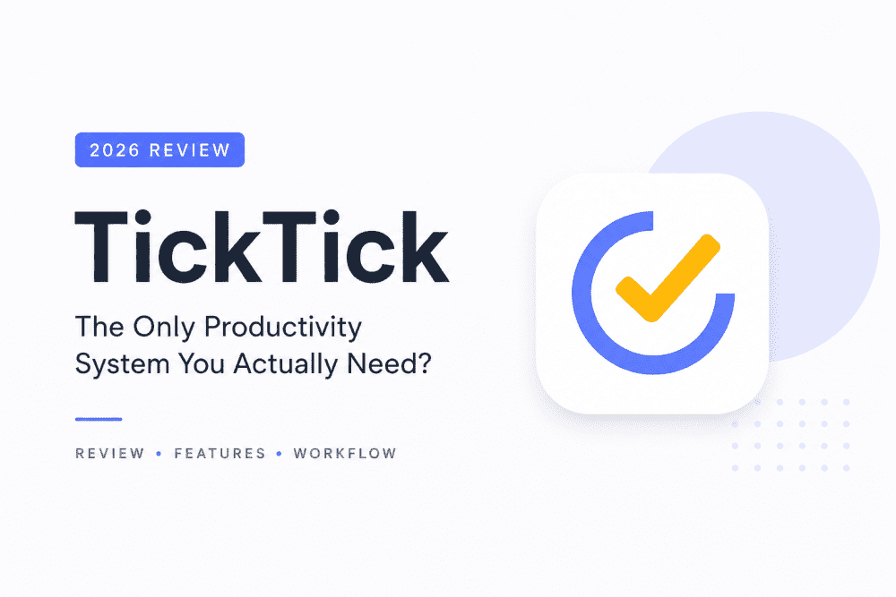TickTick productivity app minimalist cover showing task management and calendar system